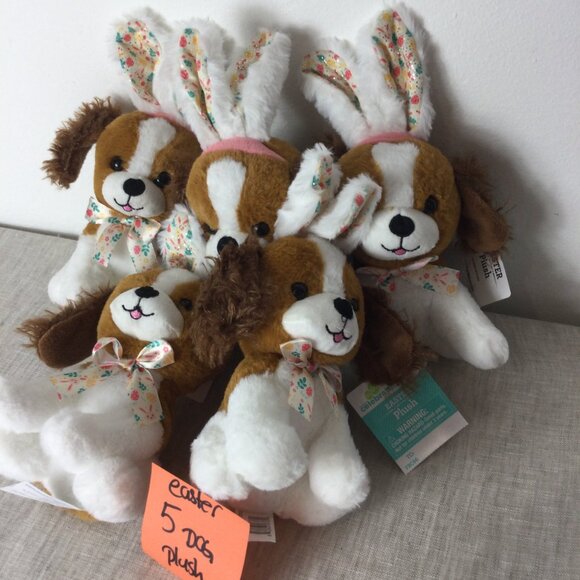 Lot of 5 Way to Celebrate Easter Stuffed Animal Puppy Dog Flower Bow Plush Toy - Picture 4 of 4